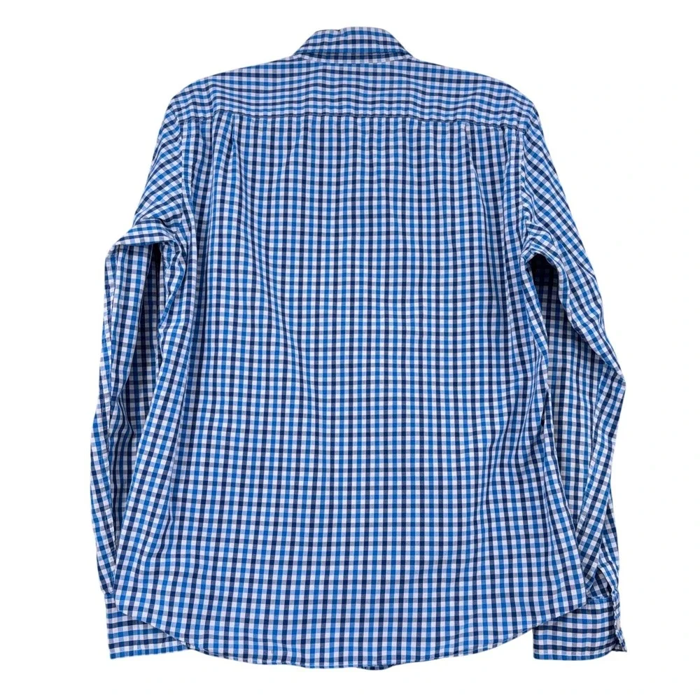 J Crew Mens Button Down Shirt Blue Gingham Check Long‎ Sleeve Casual Size M